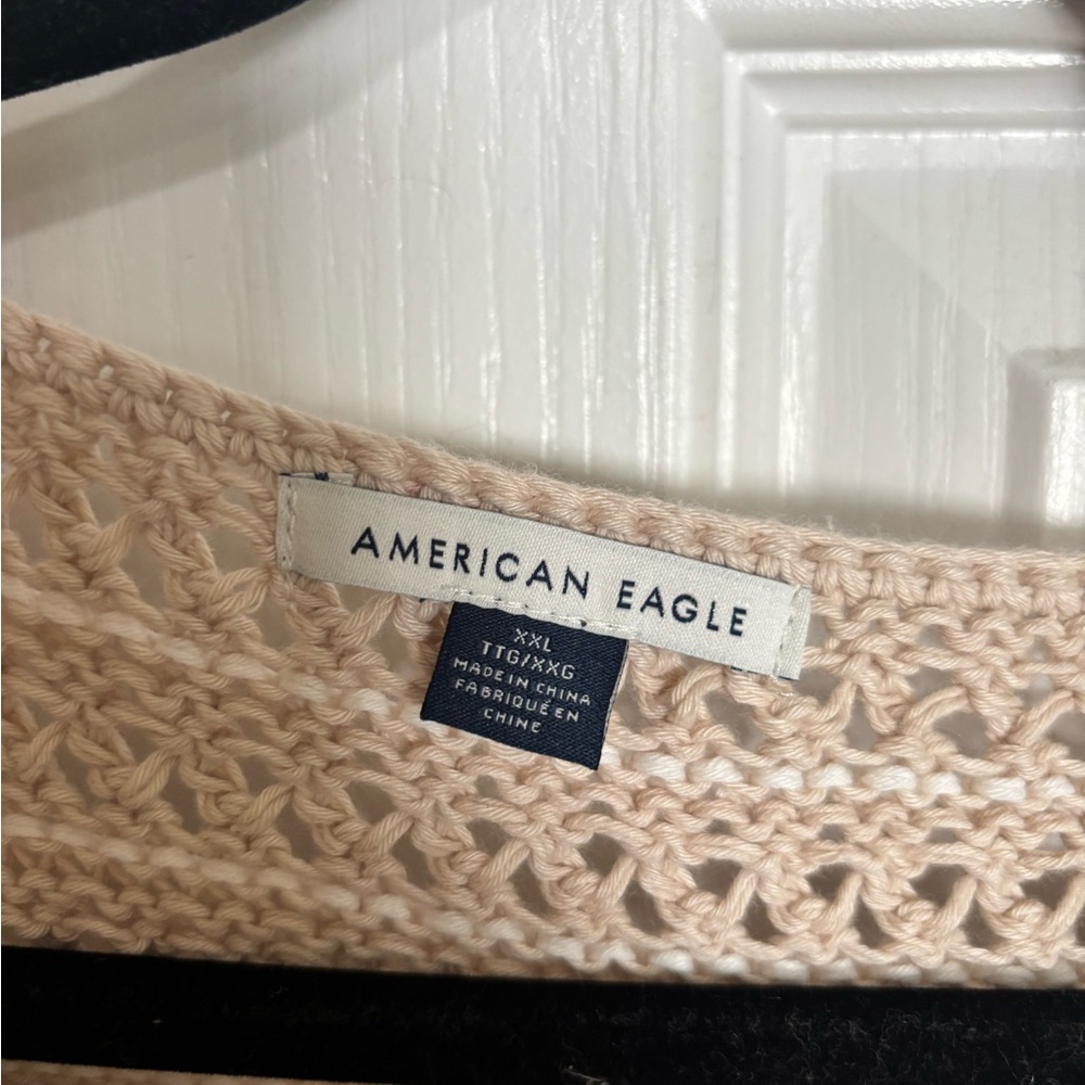 American Eagle Outfitters Beige Open-Knit Scoop Neck Sweater - Picture 2 of 4